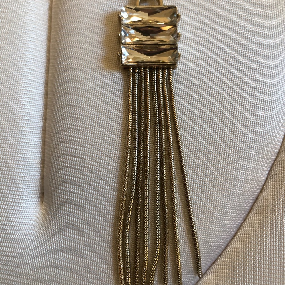 WHBM Crystal and Gold Tassel Necklace - New